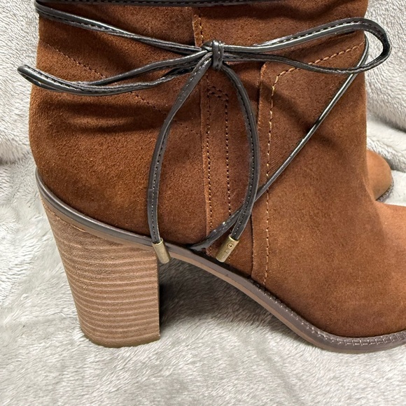 Franco Sarto Chestnut Suede Ankle Booties - Picture 6 of 12